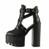 Kickfootwear WOMENS Robyn Cut Out Buckle Cleated Platform Shoes - Black D4660