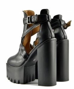 Kickfootwear WOMENS Robyn Cut Out Buckle Cleated Platform Shoes - Black D4660 7 Kickfootwear WOMENS Robyn Cut Out Buckle Cleated Platform Shoes - Black D4660