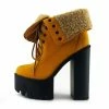 Kickfootwear Robyn Cleated Platform Soft Folded Top Lace Up Shoes - Honey WOMENS