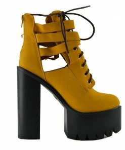 Kickfootwear WOMENS Robyn Cut Our Buckle Cleated Platform Shoes - Honey D4779