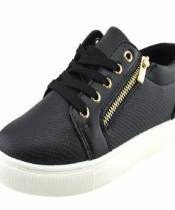 Kickfootwear Chunky Sole Croc Finish Fashion Trainers - Black White WOMENS