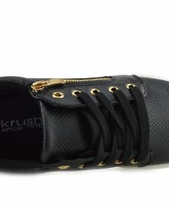 Kickfootwear Chunky Sole Croc Finish Fashion Trainers - Black White WOMENS 7 Kickfootwear Chunky Sole Croc Finish Fashion Trainers - Black White WOMENS