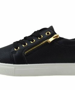 Kickfootwear Chunky Sole Croc Finish Fashion Trainers - Black White WOMENS