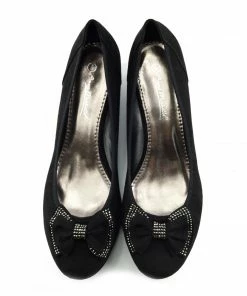 Kickfootwear WOMENS Low Bow Wedge Smart Shoes - Black