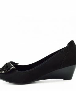 Kickfootwear WOMENS Low Bow Wedge Smart Shoes - Black