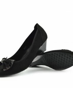 Kickfootwear WOMENS Low Bow Wedge Smart Shoes - Black