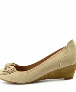 Kickfootwear Low Bow Wedge Smart Shoes - Nude