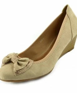 Kickfootwear Low Bow Wedge Smart Shoes - Nude