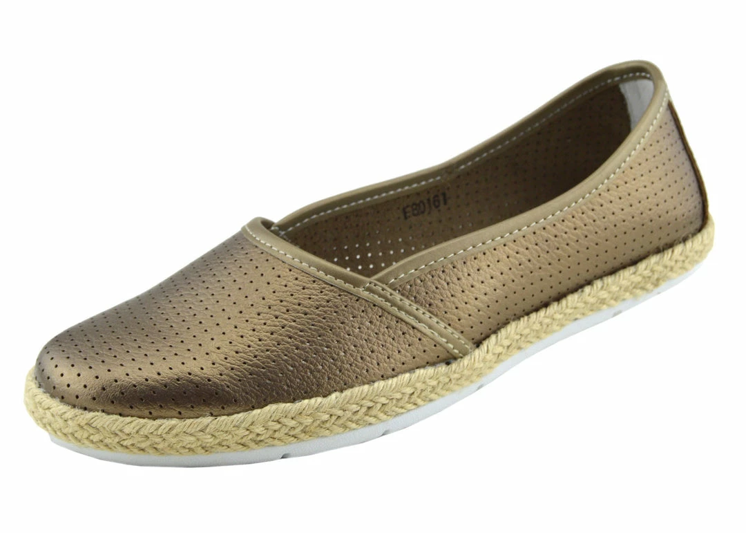 Kickfootwear Dalton Espadrille Slip On Flat Loafer Pumps - Brown 4 Kickfootwear Dalton Espadrille Slip On Flat Loafer Pumps - Brown