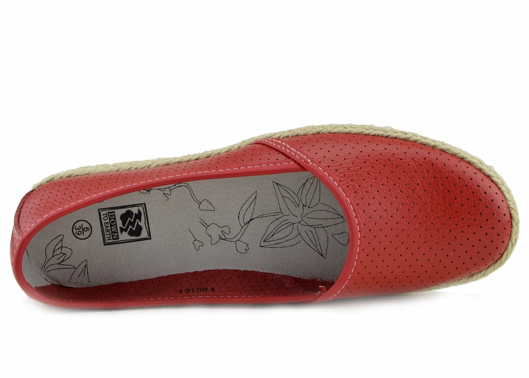 Kickfootwear WOMENS Dalton Espadrille Slip On Flat Loafer Pumps - Red 2 Kickfootwear WOMENS Dalton Espadrille Slip On Flat Loafer Pumps - Red