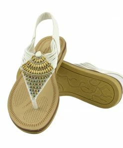 Kickfootwear Beaded Embellished Sandals - White WOMENS