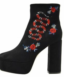 Kickfootwear Camden Snake Chunky Platform Ankle Boots - Black WOMENS