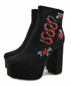 Kickfootwear Camden Snake Chunky Platform Ankle Boots - Black WOMENS 7 Kickfootwear Camden Snake Chunky Platform Ankle Boots - Black WOMENS