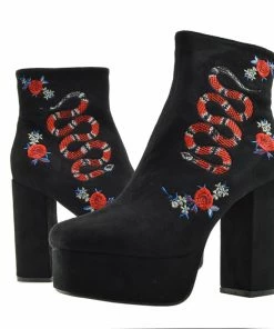 Kickfootwear Camden Snake Chunky Platform Ankle Boots - Black WOMENS