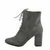 Kickfootwear Bronx Block Heel Lace Up Zip Ankle Boots- Grey WOMENS