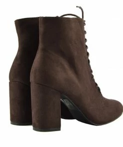 Kickfootwear Bronx Block Heel Lace Up Zip Ankle Boots- Brown