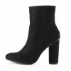Kickfootwear Molly Perforated Pattern Block Heel Ankle Boot - Black
