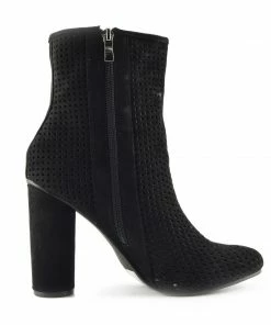 Kickfootwear Molly Perforated Pattern Block Heel Ankle Boot - Black 6 Kickfootwear Molly Perforated Pattern Block Heel Ankle Boot - Black
