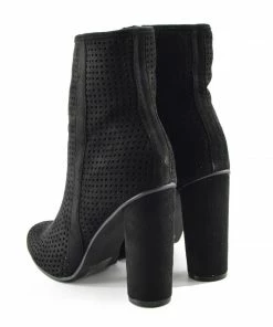 Kickfootwear Molly Perforated Pattern Block Heel Ankle Boot - Black 7 Kickfootwear Molly Perforated Pattern Block Heel Ankle Boot - Black