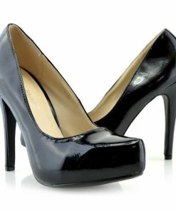 Kickfootwear WOMENS Patent Stiletto Evening Shoes - Black