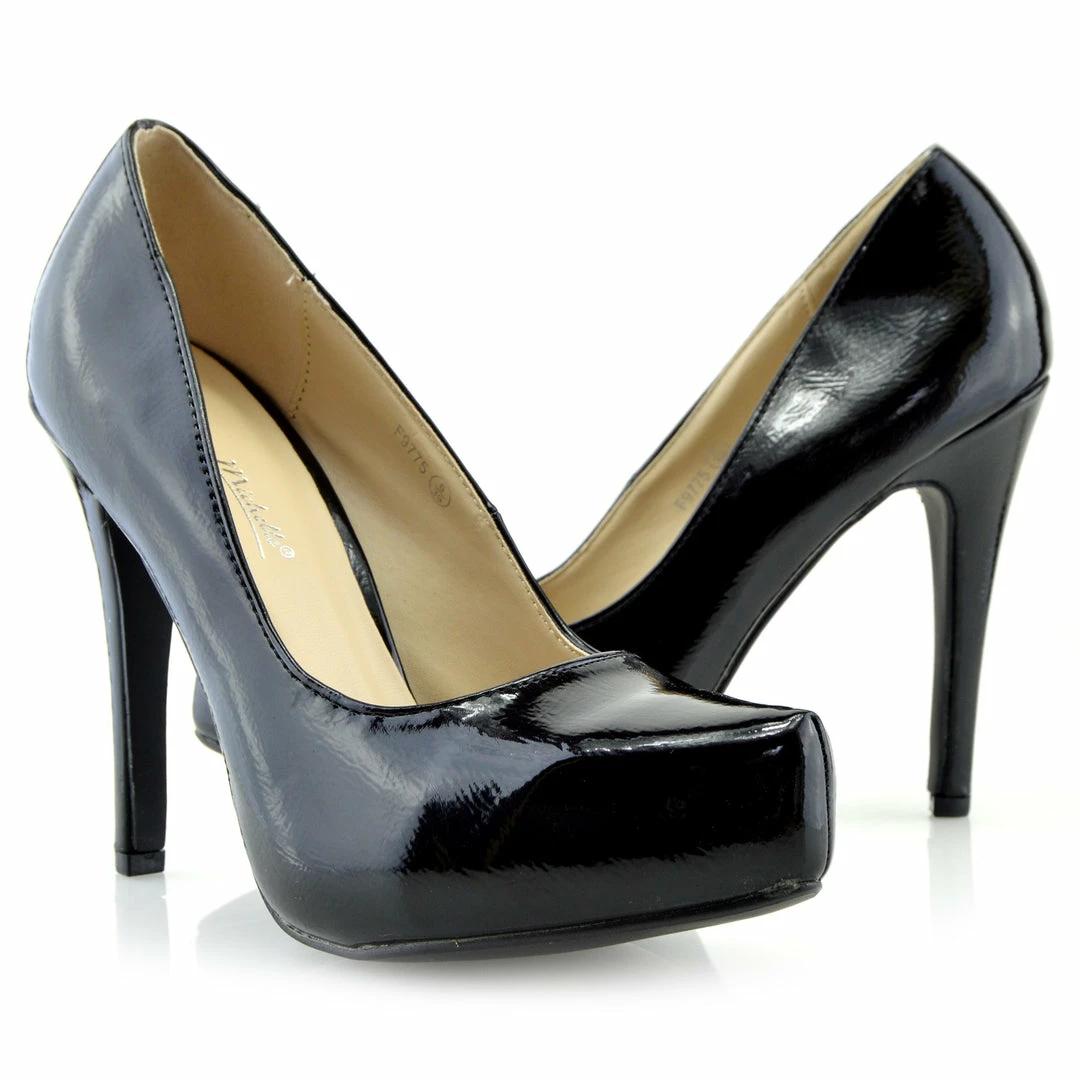 Kickfootwear WOMENS Patent Stiletto Evening Shoes - Black 2 Kickfootwear WOMENS Patent Stiletto Evening Shoes - Black