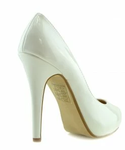 Kickfootwear WOMENS Patent Stiletto Court Shoes - White 5 Kickfootwear WOMENS Patent Stiletto Court Shoes - White