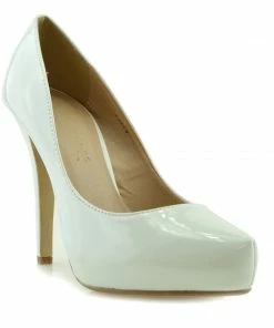 Kickfootwear WOMENS Patent Stiletto Court Shoes - White