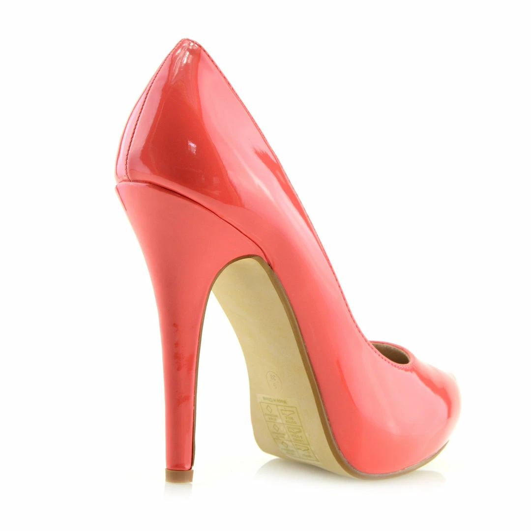 Kickfootwear Patent Stiletto Court Shoes - Coral 3 Kickfootwear Patent Stiletto Court Shoes - Coral