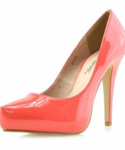 Kickfootwear Patent Stiletto Court Shoes - Coral 7 Kickfootwear Patent Stiletto Court Shoes - Coral