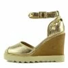 Kickfootwear Studded Wedge Ankle Strap Heels - Gold WOMENS