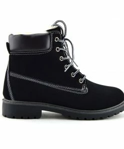 Kickfootwear WOMENS Brecon Chunky Sole Combat Boots - Black With Fur 6 Kickfootwear WOMENS Brecon Chunky Sole Combat Boots - Black With Fur