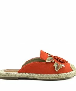 Kickfootwear Floral Summer Slip On Mules - Orange