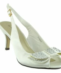 Kickfootwear WOMENS Satin Bow Party Slingbacks - Ivory