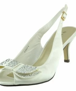 Kickfootwear WOMENS Satin Bow Party Slingbacks - Ivory