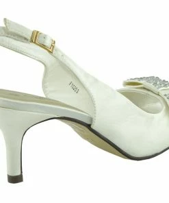 Kickfootwear WOMENS Satin Bow Party Slingbacks - Ivory