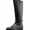 Kickfootwear Tabbi Leather Knee High Buckle Riding Boots - Black