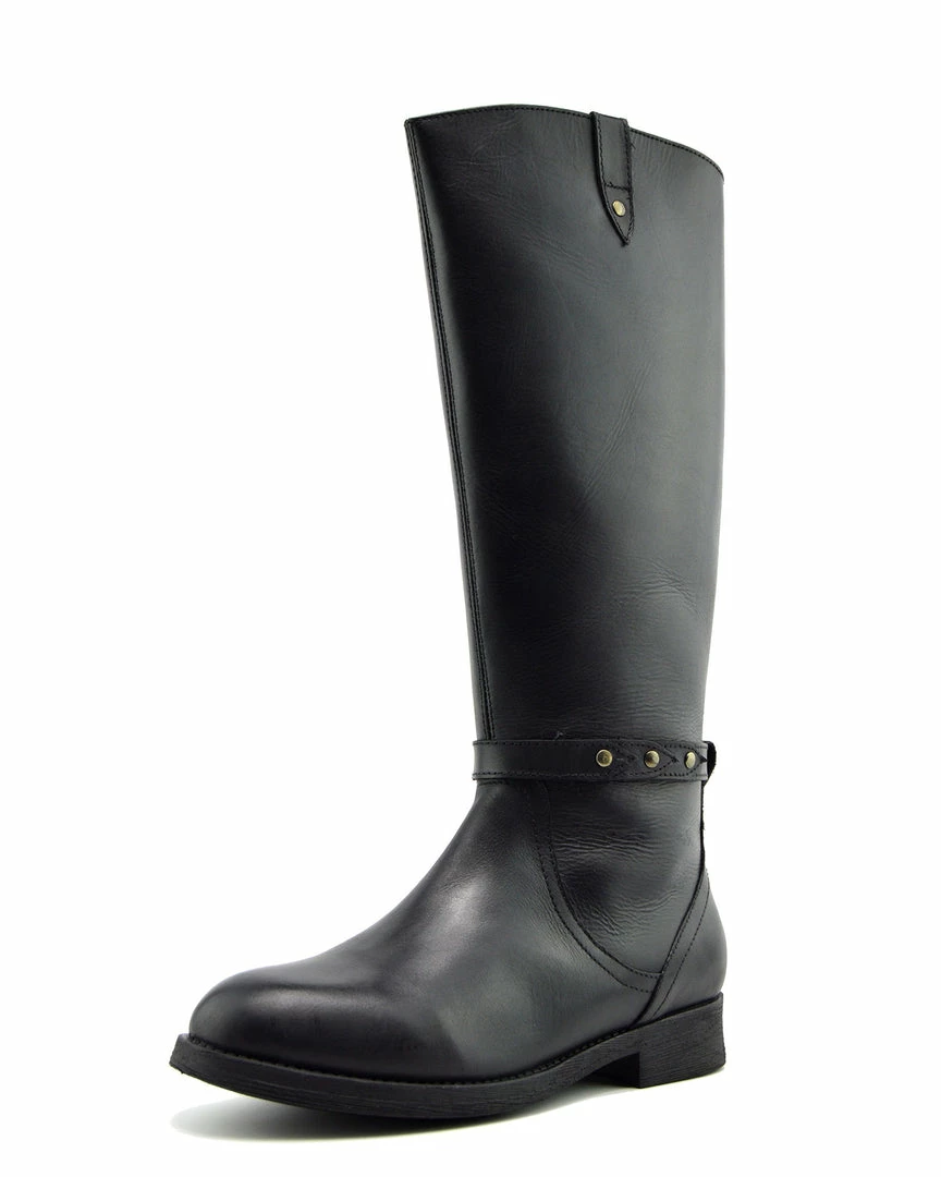 Kickfootwear Tabbi Leather Knee High Buckle Riding Boots - Black 1 Kickfootwear Tabbi Leather Knee High Buckle Riding Boots - Black
