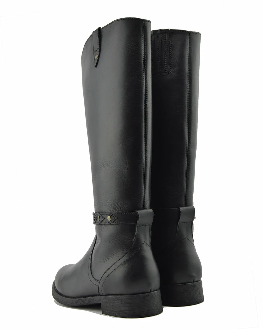 Kickfootwear Tabbi Leather Knee High Buckle Riding Boots - Black 3 Kickfootwear Tabbi Leather Knee High Buckle Riding Boots - Black