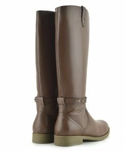 Kickfootwear Tabbi Leather Knee High Buckle Riding Boots - Brown WOMENS