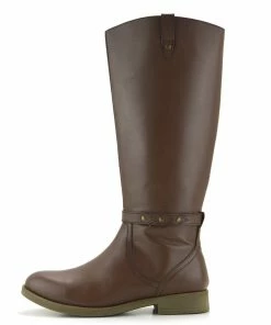 Kickfootwear Tabbi Leather Knee High Buckle Riding Boots - Brown WOMENS 6 Kickfootwear Tabbi Leather Knee High Buckle Riding Boots - Brown WOMENS