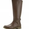 Kickfootwear Tabbi Leather Knee High Buckle Riding Boots - Brown WOMENS