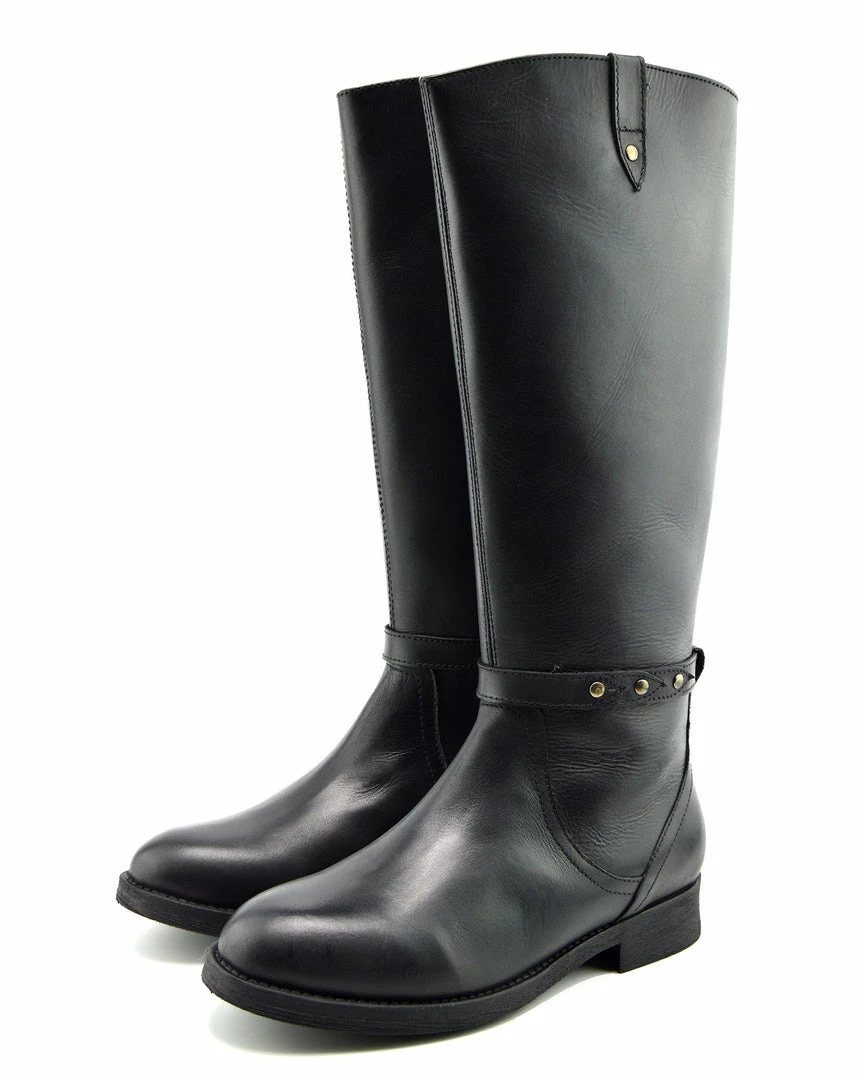 Kickfootwear Tabbi Leather Knee High Buckle Riding Boots - Black 4 Kickfootwear Tabbi Leather Knee High Buckle Riding Boots - Black