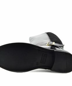 Kickfootwear Tilly Leather Knee-High Riding Boots Elastic Wide Calf Boots - Black WOMENS