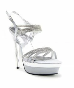 Kickfootwear Womens Platform High Heel Party Shoes - Silver