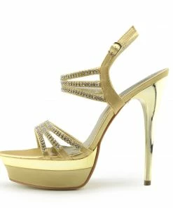Kickfootwear Womens Platform High Heel Party Shoes - Gold