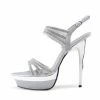 Kickfootwear Womens Platform High Heel Party Shoes - Silver