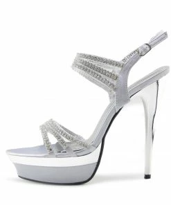 Kickfootwear Womens Platform High Heel Party Shoes - Silver