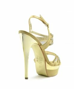 Kickfootwear Womens Platform High Heel Party Shoes - Gold