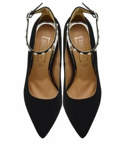 Kickfootwear WOMENS Pearl Ankle Strap Point Court Shoes - Black