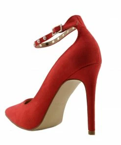 Kickfootwear WOMENS Pearl Ankle Strap Point Court Shoes - Red
